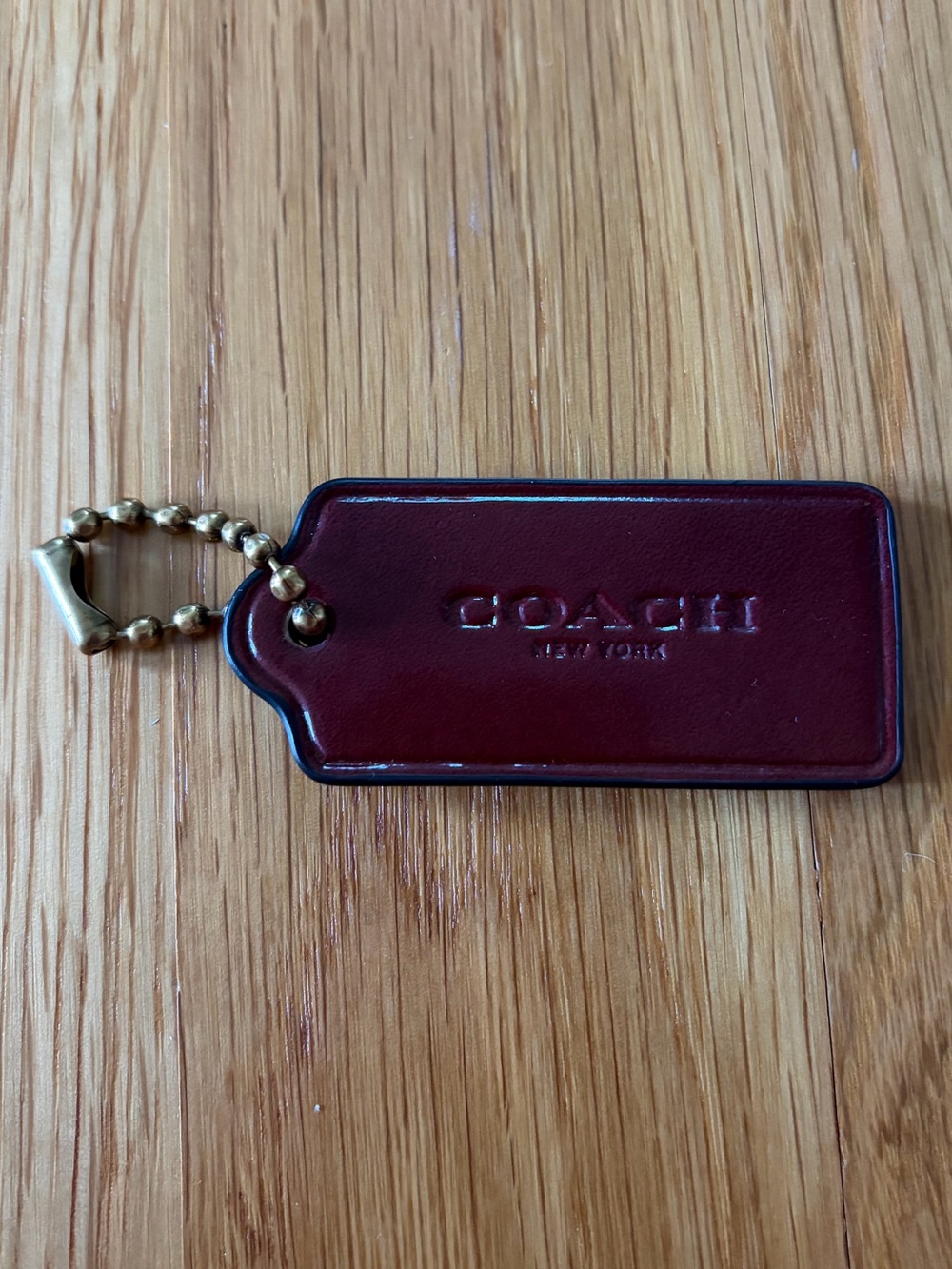 Coach Leather Tag - Shiny Brown/Red